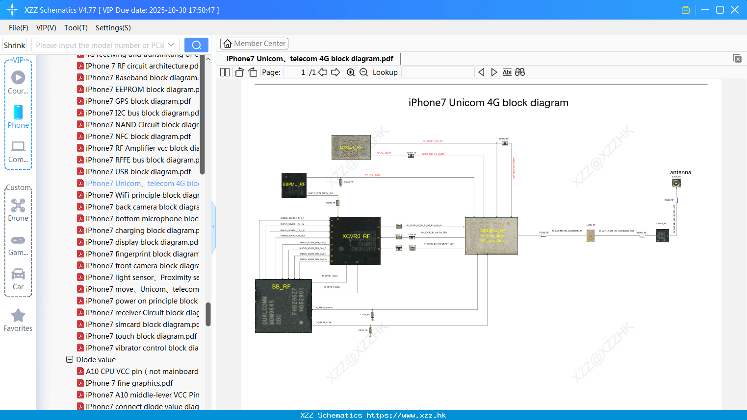 IPhone7 Unicom Telecom 4G Block Diagram